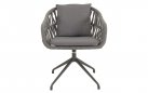ASPETTO krzesło ogrodowe obrotowe aluminium antracyt lina polipropylenowa poduszki olefin