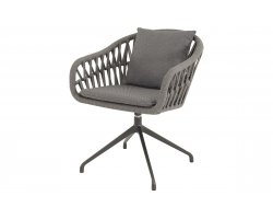 ASPETTO krzesło ogrodowe obrotowe aluminium antracyt lina polipropylenowa poduszki olefin