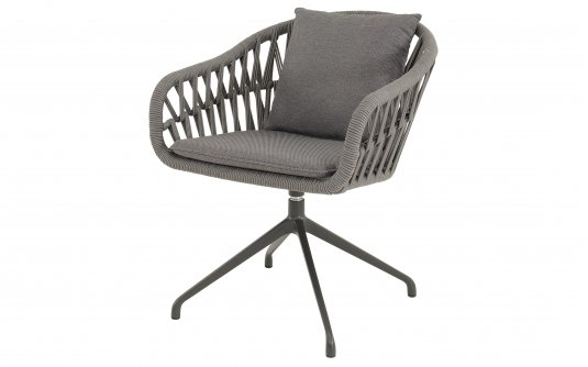 ASPETTO krzesło ogrodowe obrotowe aluminium antracyt lina polipropylenowa poduszki olefin ASPETTO krzesło ogrodowe obrotowe aluminium antracyt lina polipropylenowa poduszki olefin