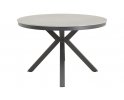 Grafitowy. okrągły stół ogrodowy, aluminiowy na 4 nogach z blatem z kamienia spiekanego DAVOS 118 cm