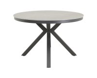 Grafitowy. okrągły stół ogrodowy, aluminiowy na 4 nogach z blatem z kamienia spiekanego DAVOS 118 cm