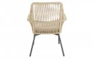 Beżowe krzesło ogrodowe SILAS o aluminiowej podstawie z liną polipropylenową siedzisku oparciu z poduszką
