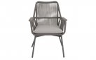 Szare krzesło ogrodowe SILAS o aluminiowej podstawie z liną polipropylenową siedzisku oparciu z poduszką
