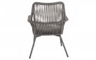Szare krzesło ogrodowe SILAS o aluminiowej podstawie z liną polipropylenową siedzisku oparciu z poduszką