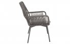 Szare krzesło ogrodowe SILAS o aluminiowej podstawie z liną polipropylenową siedzisku oparciu z poduszką