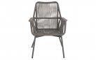 Szare krzesło ogrodowe SILAS o aluminiowej podstawie z liną polipropylenową siedzisku oparciu z poduszką