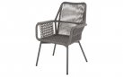 Szare krzesło ogrodowe SILAS o aluminiowej podstawie z liną polipropylenową siedzisku oparciu z poduszką