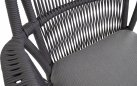 Szare krzesło ogrodowe SILAS o aluminiowej podstawie z liną polipropylenową siedzisku oparciu z poduszką