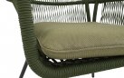 Zielonooliwkowe krzesło ogrodowe SILAS o aluminiowej podstawie z liną polipropylenową siedzisku oparciu z poduszką