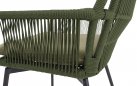 Zielonooliwkowe krzesło ogrodowe SILAS o aluminiowej podstawie z liną polipropylenową siedzisku oparciu z poduszką
