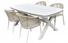 Beżowy stół ogrodowy aluminiowy DAVOS 200  i blatem z kamienia spiekanego
