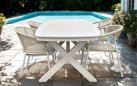 Beżowy stół ogrodowy aluminiowy DAVOS 200  i blatem z kamienia spiekanego