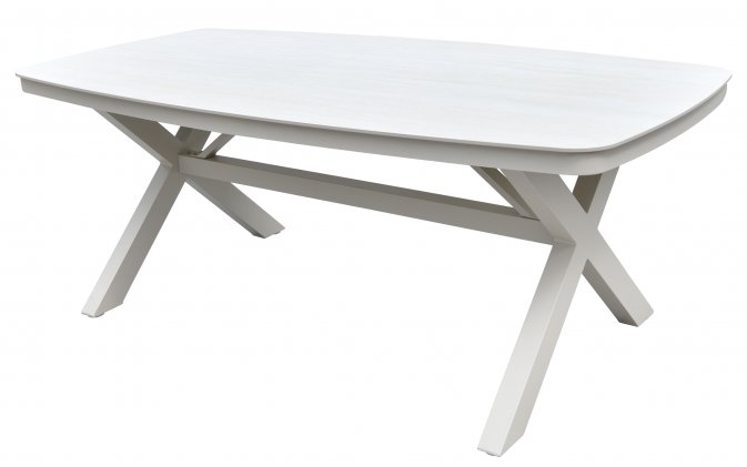 Beżowy stół ogrodowy aluminiowy DAVOS 200  i blatem z kamienia spiekanego