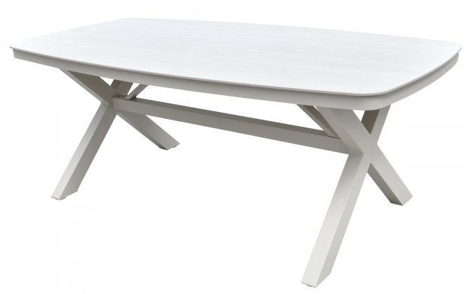 Beżowy stół ogrodowy aluminiowy DAVOS 200  i blatem z kamienia spiekanego