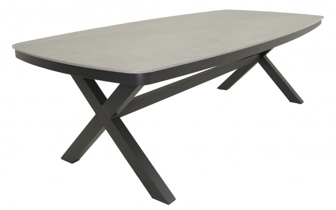 DAVOS 240x100 cm Stół ogrodowy jadalniany z kamiennym blatem grafitowy