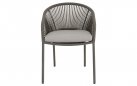 Beżowe krzesło ogrodowe HIRADO aluminium grafitowe lina polipropylenowa 