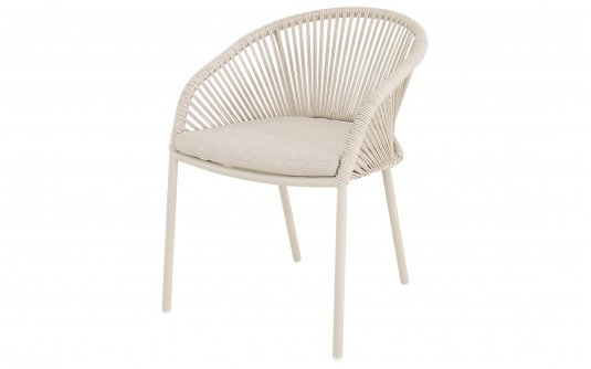 Beżowe krzesło ogrodowe HIRADO aluminium beż lina polipropylenowa Beżowe krzesło ogrodowe HIRADO aluminium beż lina polipropylenowa