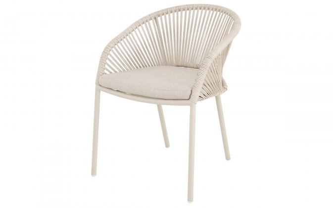 Beżowe krzesło ogrodowe HIRADO aluminium beż lina polipropylenowa 