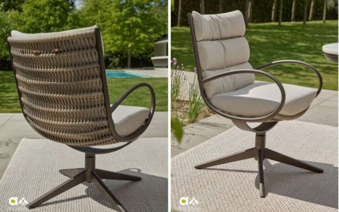 CAMP BAY Krzesło ogrodowe z poduszką BEE WETT® obrotowe bronze