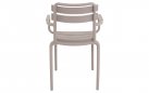Beżowe krzesło ogrodowe TORVI sztaplowane z polipropylenu z podłokietnikami