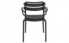 Czarne krzesło ogrodowe TORVI sztaplowane z polipropylenu z podłokietnikami