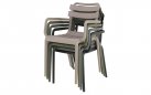 Szare krzesło ogrodowe TORVI sztaplowane z polipropylenu z podłokietnikami