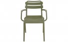 Zielone krzesło ogrodowe TORVI sztaplowane z polipropylenu z podłokietnikami