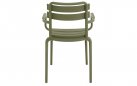 Zielone krzesło ogrodowe TORVI sztaplowane z polipropylenu z podłokietnikami