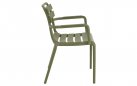 Zielone krzesło ogrodowe TORVI sztaplowane z polipropylenu z podłokietnikami