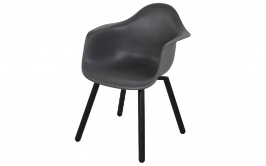 MONTREUX krzesło ogrodowe kubełkowe SZARE polipropylen stal czarny