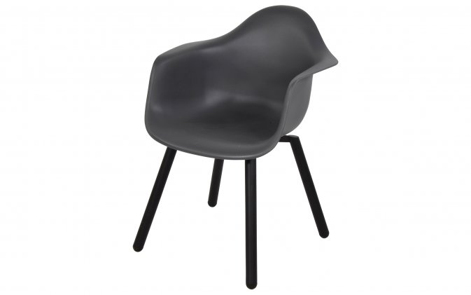 MONTREUX krzesło ogrodowe kubełkowe SZARE polipropylen stal czarny