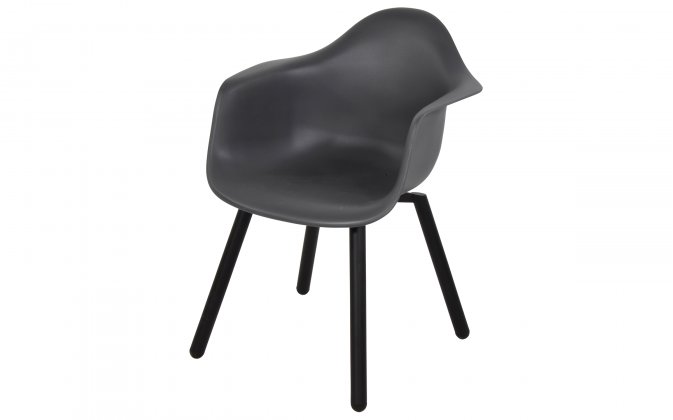 MONTREUX krzesło ogrodowe kubełkowe SZARE polipropylen stal czarny