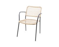  KARA krzesło ogrodowe sztaplowane taras polirattan brązowy stal czarna