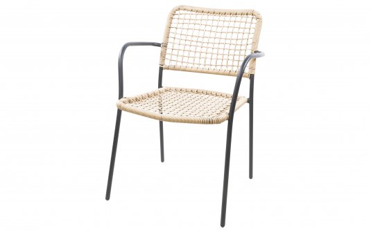 KARA krzesło ogrodowe sztaplowane taras polirattan brązowy stal czarna KARA krzesło ogrodowe sztaplowane taras polirattan brązowy stal czarna