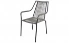 SHELO krzesło ogrodowe sztaplowane taras technorattan ciemnoszary aluminium czarne