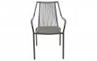 SHELO krzesło ogrodowe sztaplowane taras technorattan ciemnoszary aluminium czarne