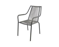 SHELO krzesło ogrodowe sztaplowane taras technorattan ciemnoszary aluminium czarne