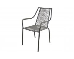 SHELO krzesło ogrodowe sztaplowane taras technorattan ciemnoszary aluminium czarne