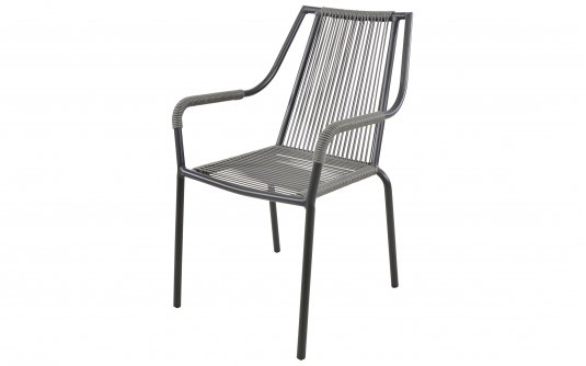 SHELO krzesło ogrodowe sztaplowane taras technorattan ciemnoszary aluminium czarne
