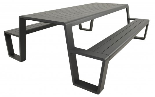 Zestaw piknikowy ogrodowy ESTILO z aluminium w kolorze grafitowym. Zestaw piknikowy ogrodowy ESTILO z aluminium w kolorze grafitowym.