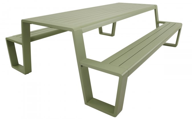 Zestaw piknikowy ogrodowy ESTILO z aluminium  w kolorze zielonym.