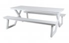 Biały stół ogrodowy piknikowy z ławami DARBY aluminium antracyt 180×74×145 cm