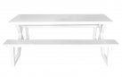 Biały stół ogrodowy piknikowy z ławami DARBY aluminium antracyt 180×74×145 cm