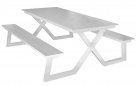Biały stół ogrodowy piknikowy z ławami DARBY aluminium antracyt 180×74×145 cm
