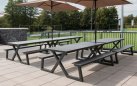 Stół ogrodowy piknikowy z ławami DARBY aluminium antracyt 180×74×145 cm