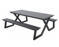 Stół ogrodowy piknikowy z ławami DARBY aluminium antracyt 180×74×145 cm