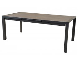 Rozkładany stół ogrodowy LAGOS 200-260 grafitowy aluminiowy blat SPC szarobeżowy