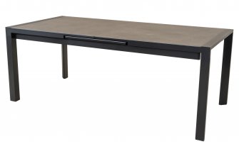 Rozkładany stół ogrodowy LAGOS 200-260 grafitowy aluminiowy blat SPC szarobeżowy