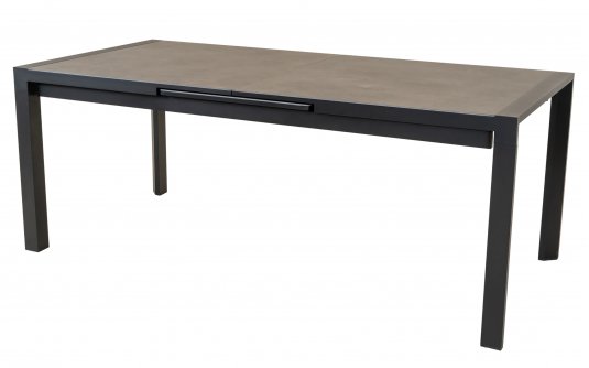 Rozkładany stół ogrodowy LAGOS 200-260 grafitowy aluminiowy blat SPC szarobeżowy