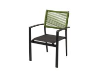 Krzesło ogrodowe sztaplowane antracyt VITOLINI lina polipropylenowa zielona